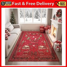Christmas Rug 5'X7' Area Rugs for Living Room Non-Slip Washable Rug with Rubber