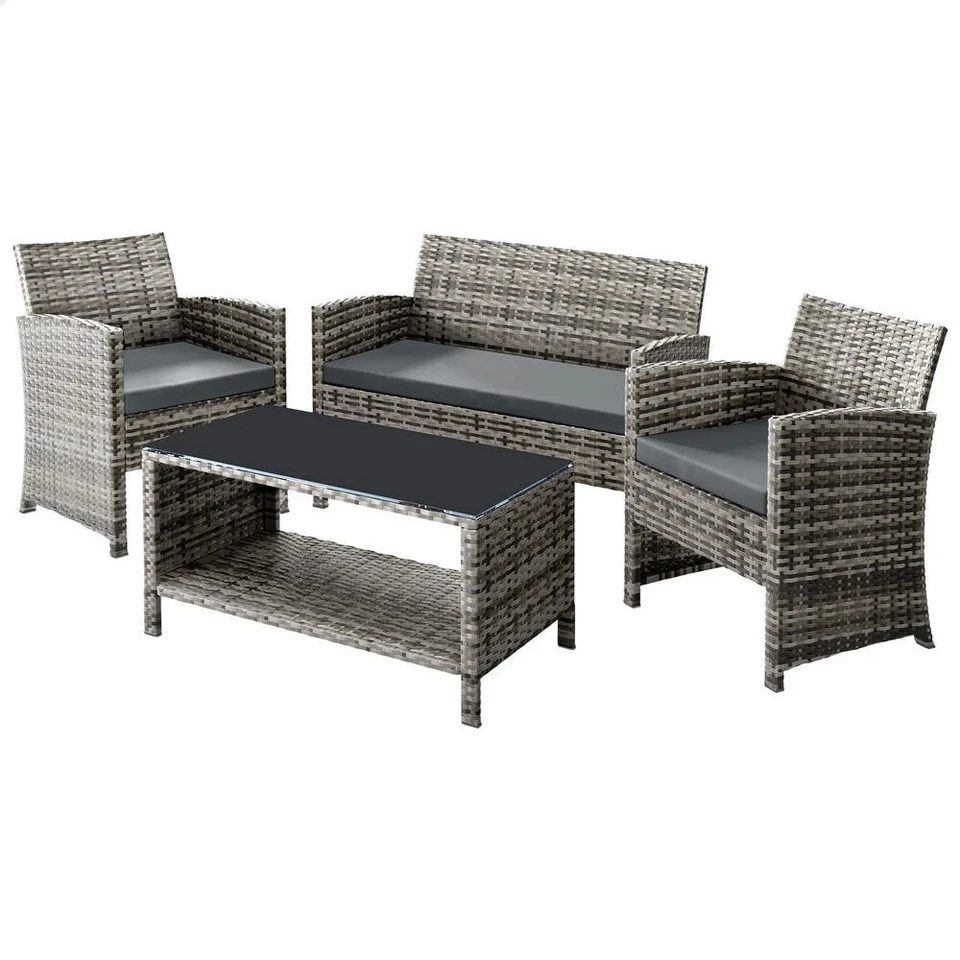 ALFORDSON Outdoor Furniture 4PCS Chairs/Table Set, Grey