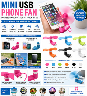 2 Stück Mini Handy Lüfter Tragbar Lüfter für iPhone Android Lightning Micro USB