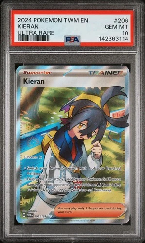 2024 POKEMON TWM EN-TWILIGHT MASQUERADE ULTRA RARE #206 KIERAN PSA 10