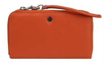 Geldbörse Portemonnaie Greenburry Leder Spongy Nappa orange Querformat Geschenk