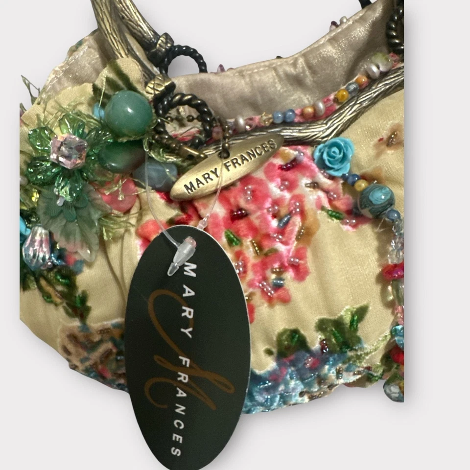 VTG Mary Frances Bag 824 Yellow Handmade Beaded Bouquet Top Handle Satchel NWT - Image 3 of 4