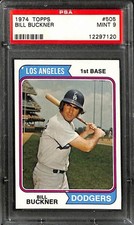 1974 Topps #505 BILL BUCKNER PSA 9 Mint 12297120 