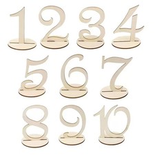 Wooden Wedding Table Numbers 1-10 with Stands Reception Decor Markers Set