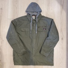 Vintage Dickies Quilted Lined Canvas Work Jacket Hooded Insulated Men's XL Green