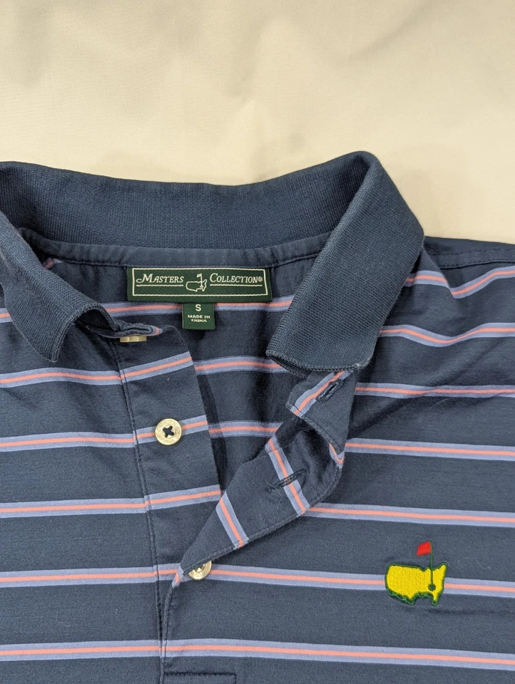 Masters Tournament Polo Shirt Mens Size Small Blue Pink Striped Color  Cotton - Image 4 of 4