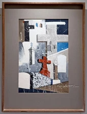 VINTAGE SURREAL ABSTRACT PAINTING MID CENTURY MODERNISM EXPRESSIONISM CUBISM !!!