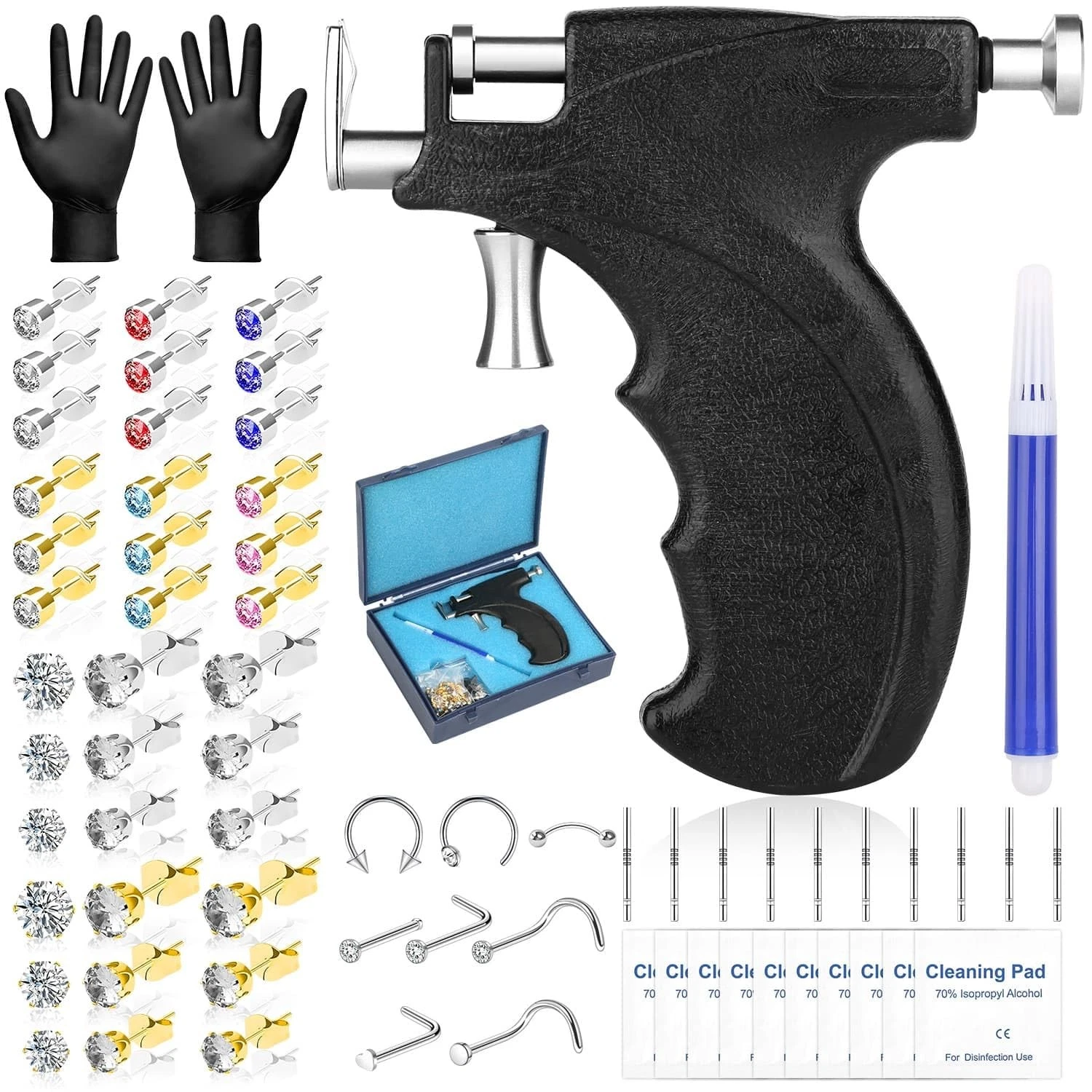 Professional Ear Piercing Gun Kit, Reusable Ear Piercing Machine with Colorful C - product detail image 1