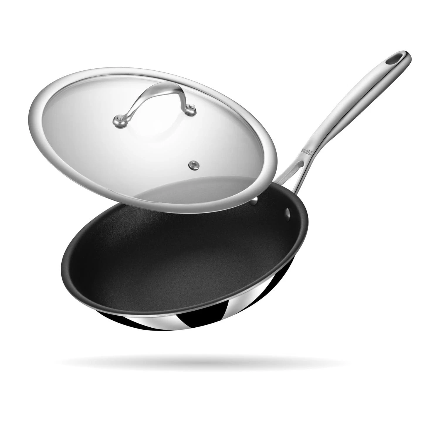 Stahl Artisan Schild Triply Induction & Gas Stove Frying Pan With Glass Lid