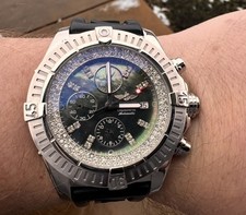 Breitling Super Avenger A13370 chrono Jade MOP Diamond dial and inner bezel 3