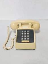 Touch Tone Push Button Desk Phone - Vintage Telephone Bell System - Beige