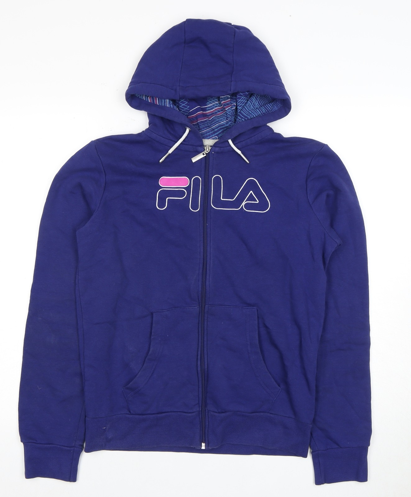 FILA Felpa donna blu con cappuccio e zip intera L logo casual
