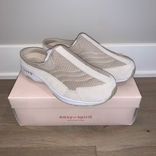 Easy Spirit Travel Time Comfort Mule Clog Shoes Womens Size 10W Tan Beige Suede