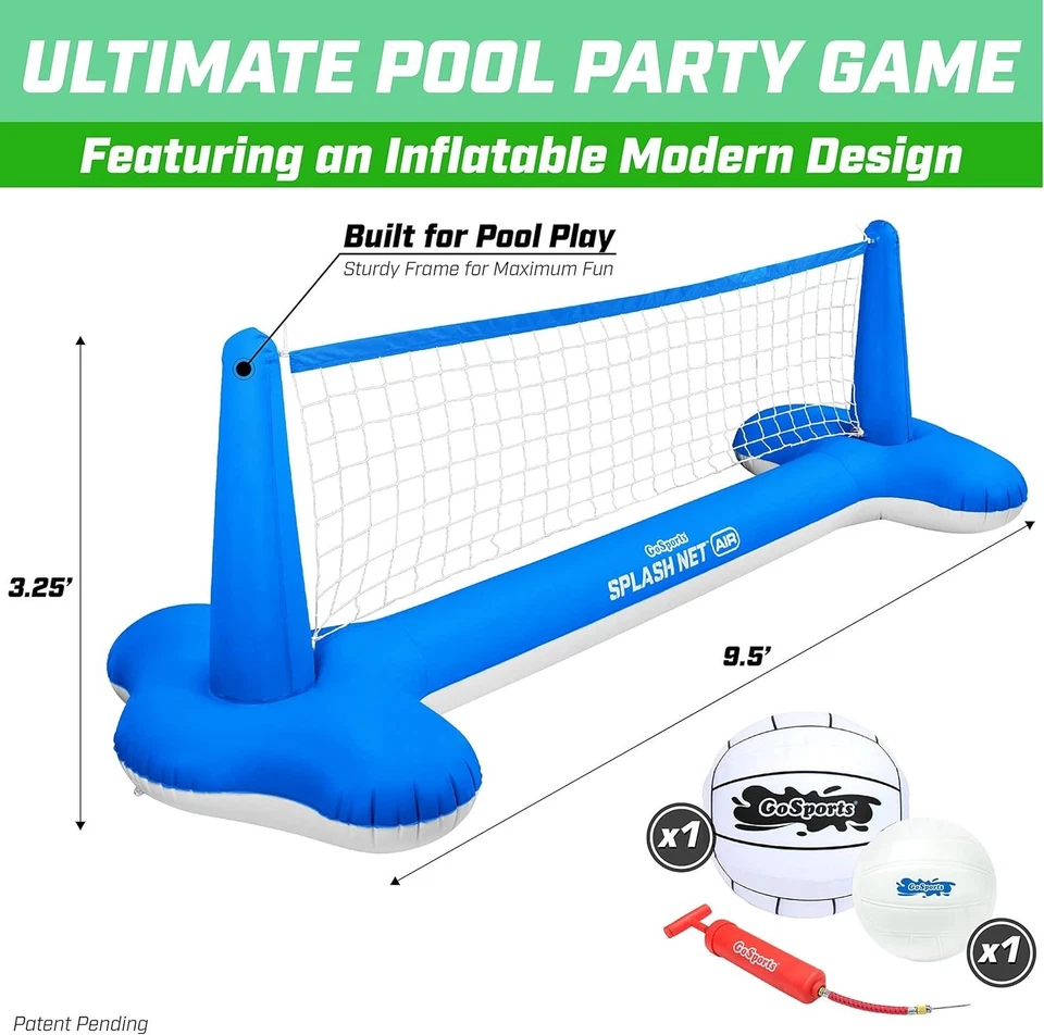 GoSports Inflatable Pool Volleyball Game with Net, Balls & Pump - Fun Water Spor - image 4 of 4