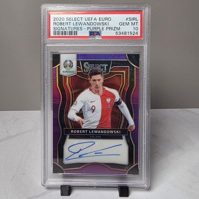 2020 Select UEFA Euro Robert Lewandowski Purple Prizm 14/75 Auto PSA 10