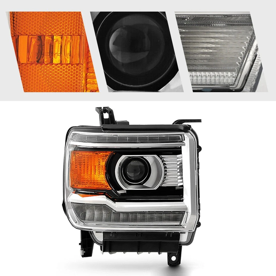 HID Headlight For 2016-2019 GMC Sierra 2500HD w/ LED DRL Projector Passenger Foto 4 de 4
