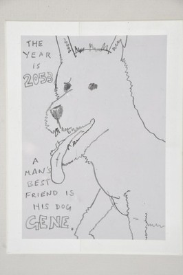 Nick Nowicki A Man's Best Friend is His Dog Jean the Year is 2053 Pencil Drawing