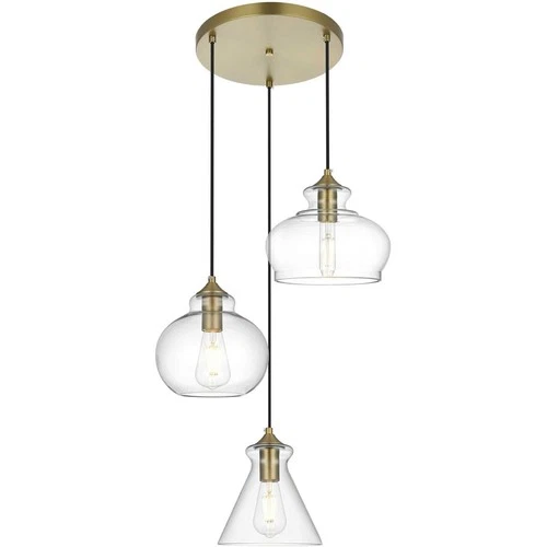 Living District LD2247SG Destry 3 Light 19 inch Satin Gold Pendant Ceiling Light - Picture 1 of 10