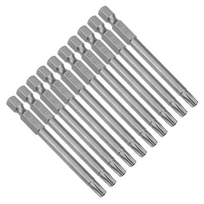 10 Pcs 1/4'' Hex Shank T27 Magnetic Security Torx Screwdriver Bits 75mm Length