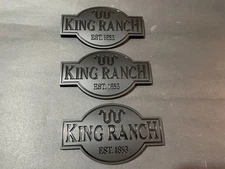 3pcs King Ranch Black Emblem 3D Side Fender Door Rear Tailgate Badge