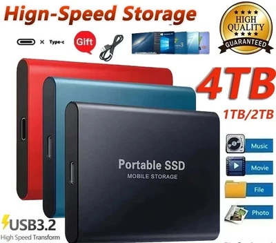 1/4TB External Hard Drive Disk Memory Storage USB 3.1 HDD for PC Laptop Phones