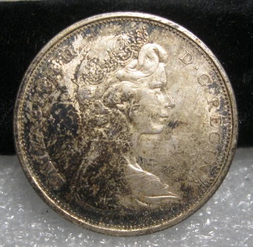 1966 Canada 50 Cents Coin 80% Silver 11.6g Uncleaned Elizabeth II