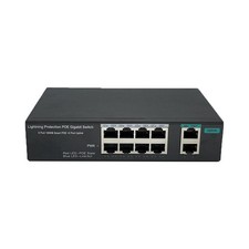 8 Port PoE Switch 1000Mbps 2 Gigabit Uplink 96W Fanless Metal Unmanaged Wall