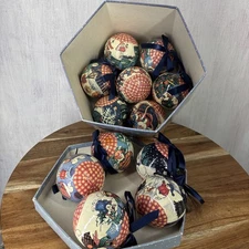 Frosty and Friends 12 Unbreakable Christmas Ornaments Paper Mache Decoupage 1996