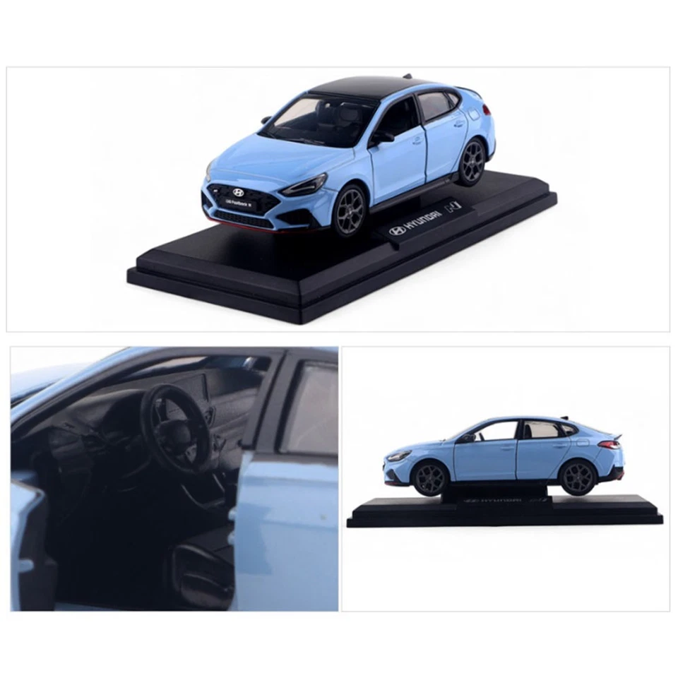 Hyundai i30 Fastback N 1:38 Diecast Modelo Coche Azul Pull Back Juguete con Base Foto 3 de 4
