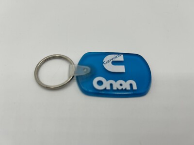 VTG Cummins Onan Logo Keychain Clear Blue Rubber Tag Generator New Advert Promo