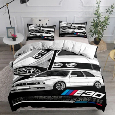 Luxury Racing Car E30 Sports Duvet Quilt Cover Double Bedding Set Pillowcase