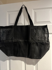 XL Mesh Beach Bag Tote 9 Pockets for Vacation/Travel Beach Black NEW