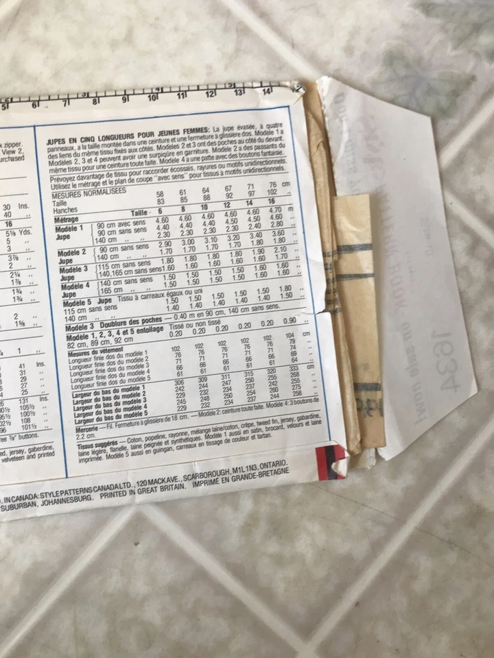 Vintage Style sewing pattern 1634 skirt Un-Cut Sz 10 Various Lengths - Image 3 of 3