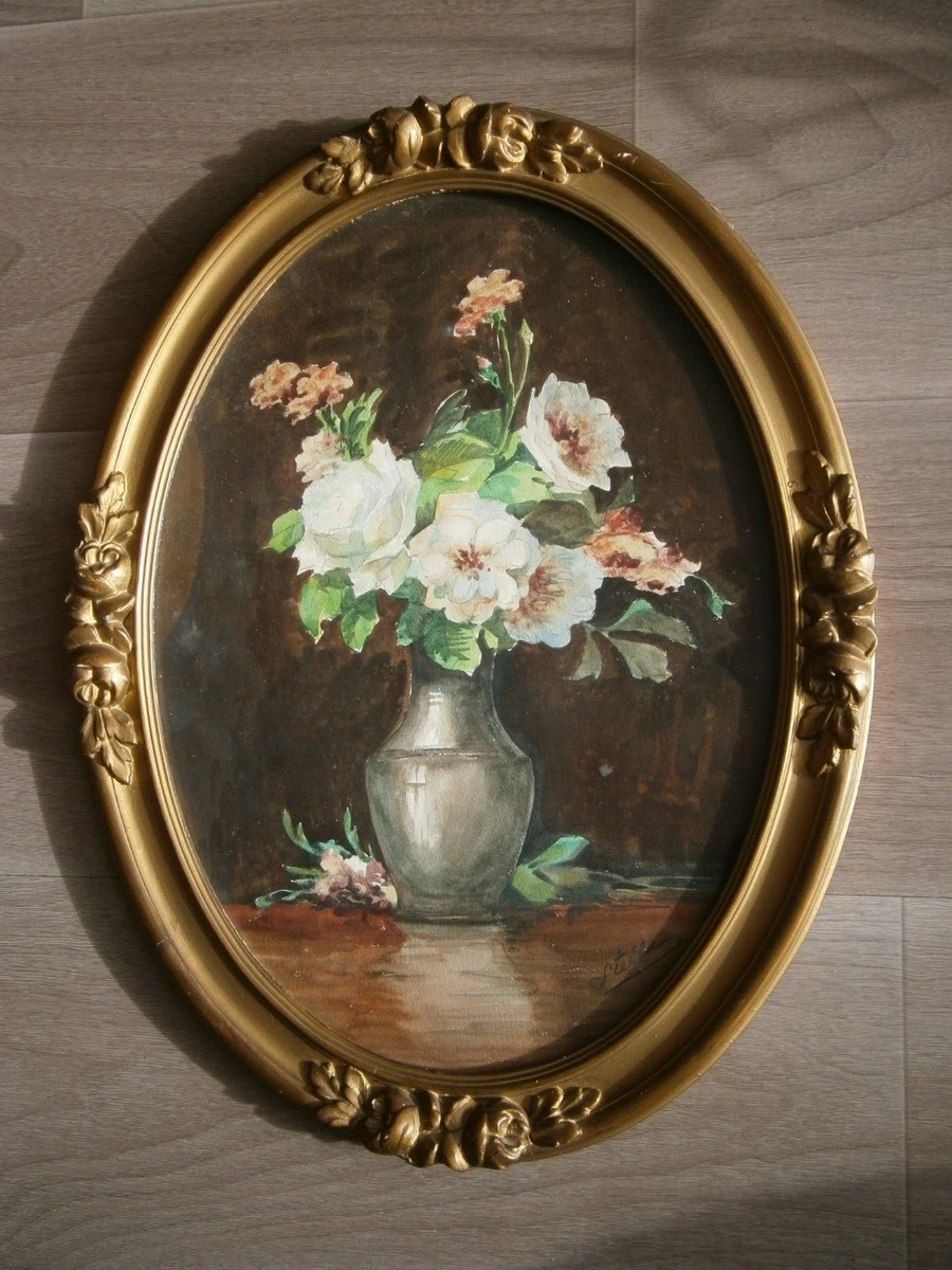Nature Morte Monogrammée XX, Aquarelle Peinture Sur Papier, 57 X 47 Cm, Fait Main