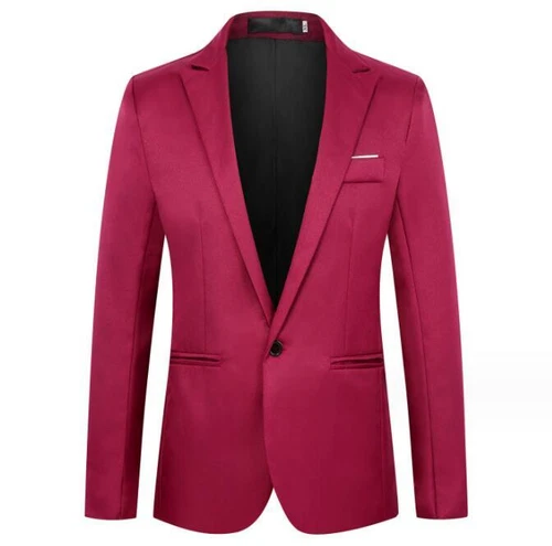 Men's Lapel Blazer Jacket One Button Suit Solid Long sleeve New Coats Fashion - Picture 7 of 25
