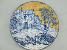 American Atelier ENGLISH TOILE 5076 8" Plate Water Wheel Mill Pond Brass Hanger