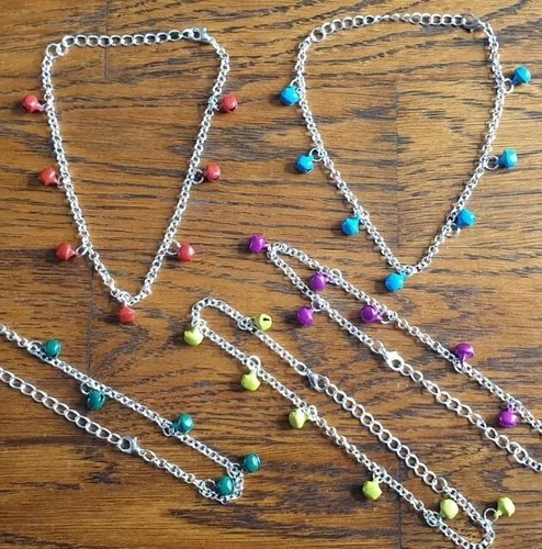 Silver Plated Coloured Bells Anklet Chain~5 Colours~Beach~Summer~Gift Wrapped - Picture 3 of 14