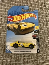 1 2019 Hot Wheels HW Roadsters Yellow Corvette Grand Sport Roadster