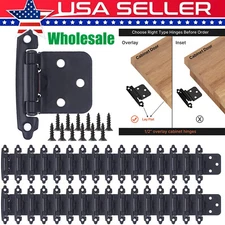 Black Self Closing Cabinet Hinges for Kitchen Cupboard 1/2" Face Mount Overlay 