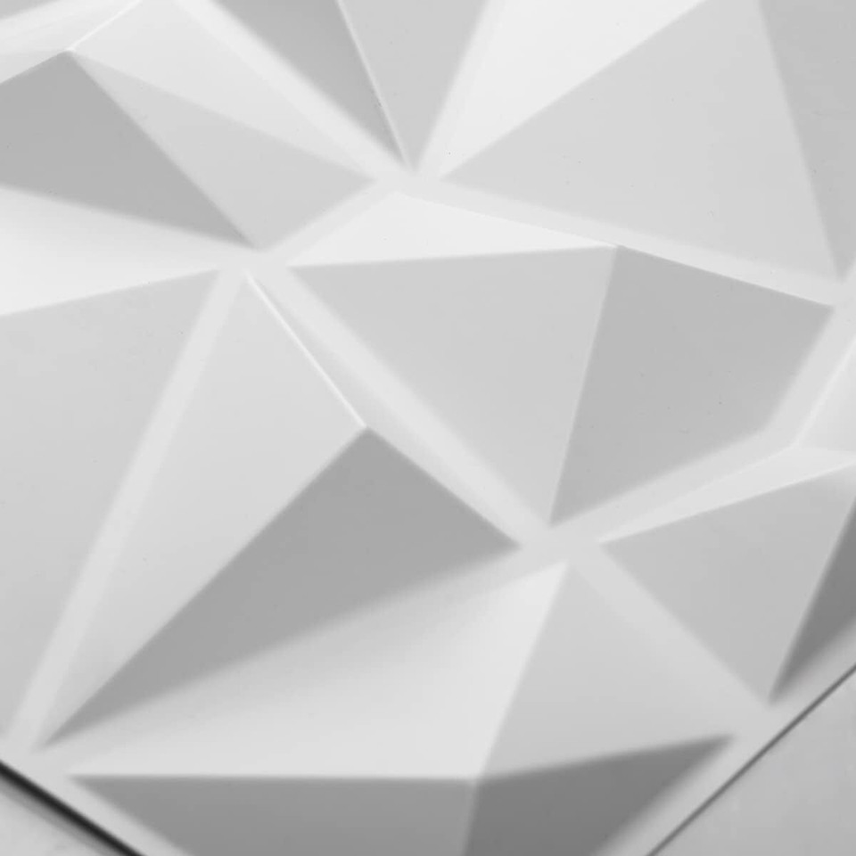 Art3d Decorative 3D Wall Panels in Diamond Design, 11.8" x 11.8", White