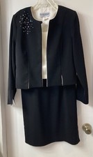 Women’s 3 Piece Formal Outfit Jessica Howard Size 8 Made In USA Black & Ivory