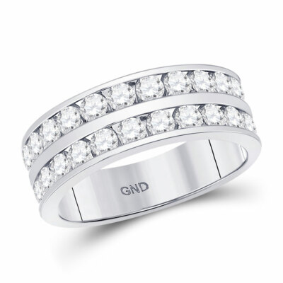 14kt White Gold Mens Round Diamond Double Row Wedding Band Ring 2 Cttw ...