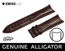 For RAYMOND WEIL BROWN Alligator Curved Ends Watch Crocodile Leather Strap Band