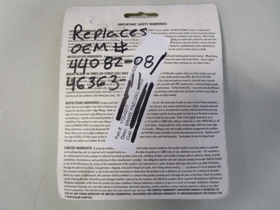 Pastillas de freno delanteras orgánicas Harley Davidson Softail Dyna 08-17 Foto 2 de 4