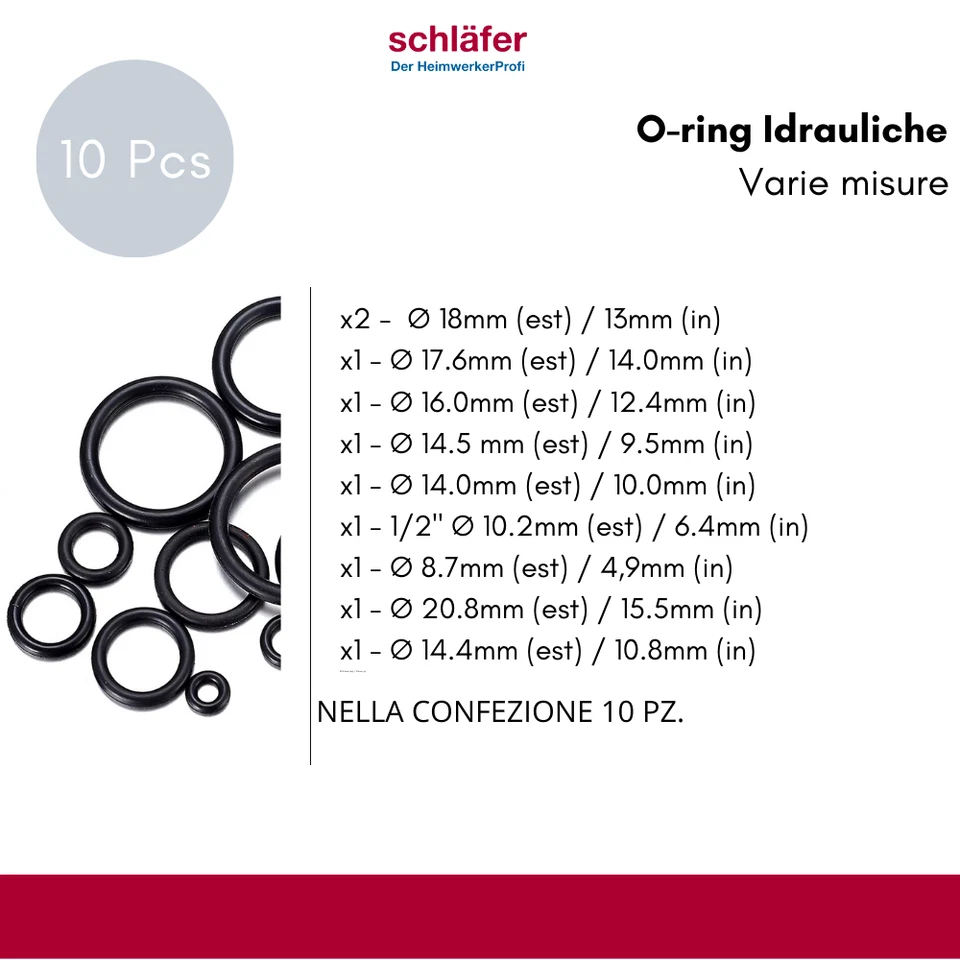 Assortimento O ring Guarnizioni idrauliche Varie misure 3/8"-1/2" D. 8.7-20.8 mm - Immagine 4 di 4