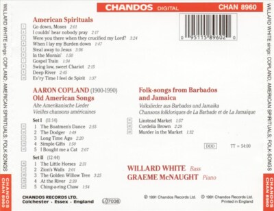 AMERICAN SPIRITUALS; VOLKSLIEDER AUS BARBADOS; COPLAND: ALTE AMERIKANISCHE LIEDER I & I