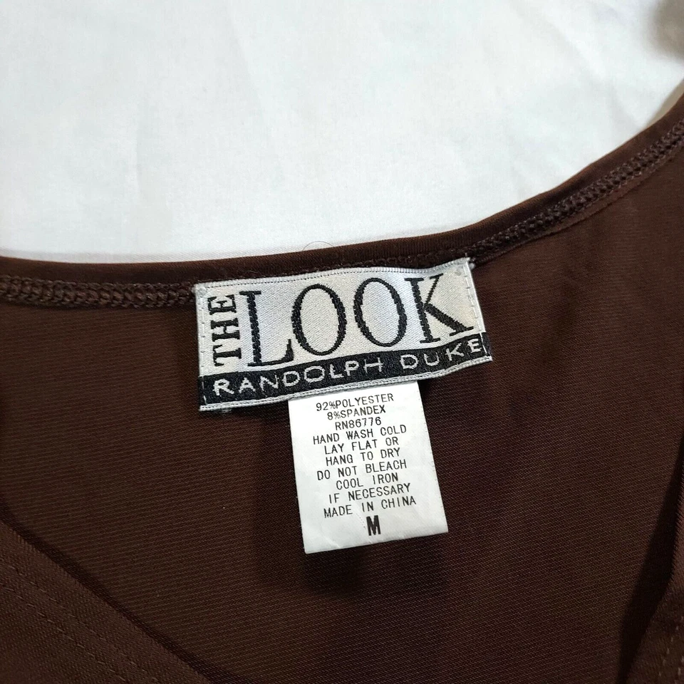 Camiseta sin mangas 'THE LOOK' elegante/negocios vintage años 90 Y2K Randolph Duke marrón cuello en V Foto 2 de 4