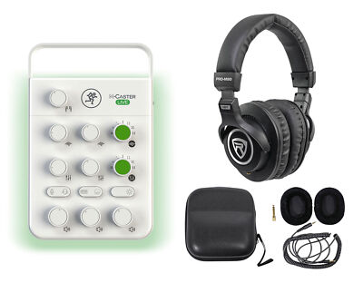 Mackie M Caster Live White Streaming Podcasting Smartphone/USB Mixer+Headphones