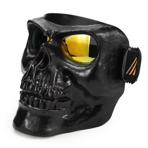 Motorcycle Face Shield Helmet skull Mask Goggles Dust-proof Black White - Picture 15 of 21