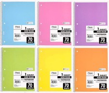 Mead Spiral Notebook, 6 Pack of 1-Subject Wide Ruled Spiral Notebooks, Pastels
